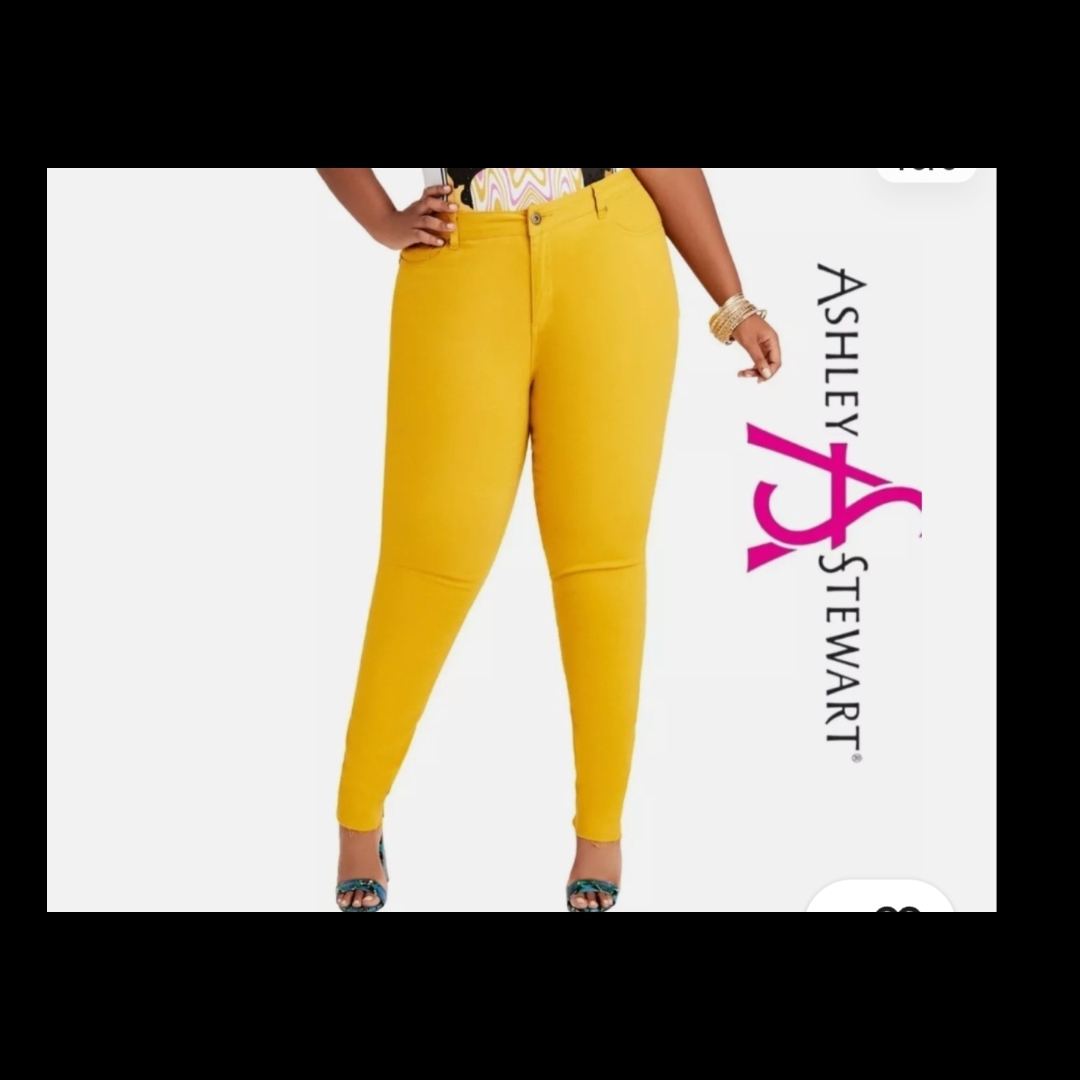 Ashley Stewart Brand New Yellow PantsJeans Sz 16 Ashley Stewart Brand New Yellow PantsJeans Sz 16